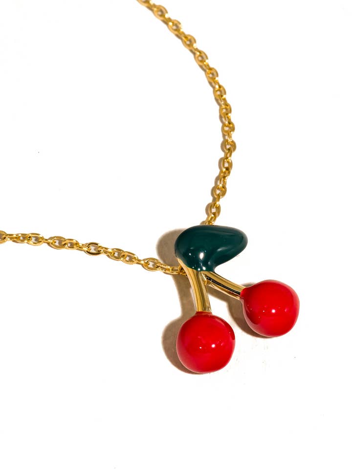 Mûre 18K Gold Non-Tarnish Vintage Cherry Necklace for wholesale by Flânerie by MAIQ