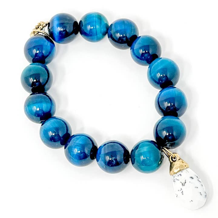 Teal Tiger Eye with White Howlite Droplet for wholesale by PowerBeads by jen