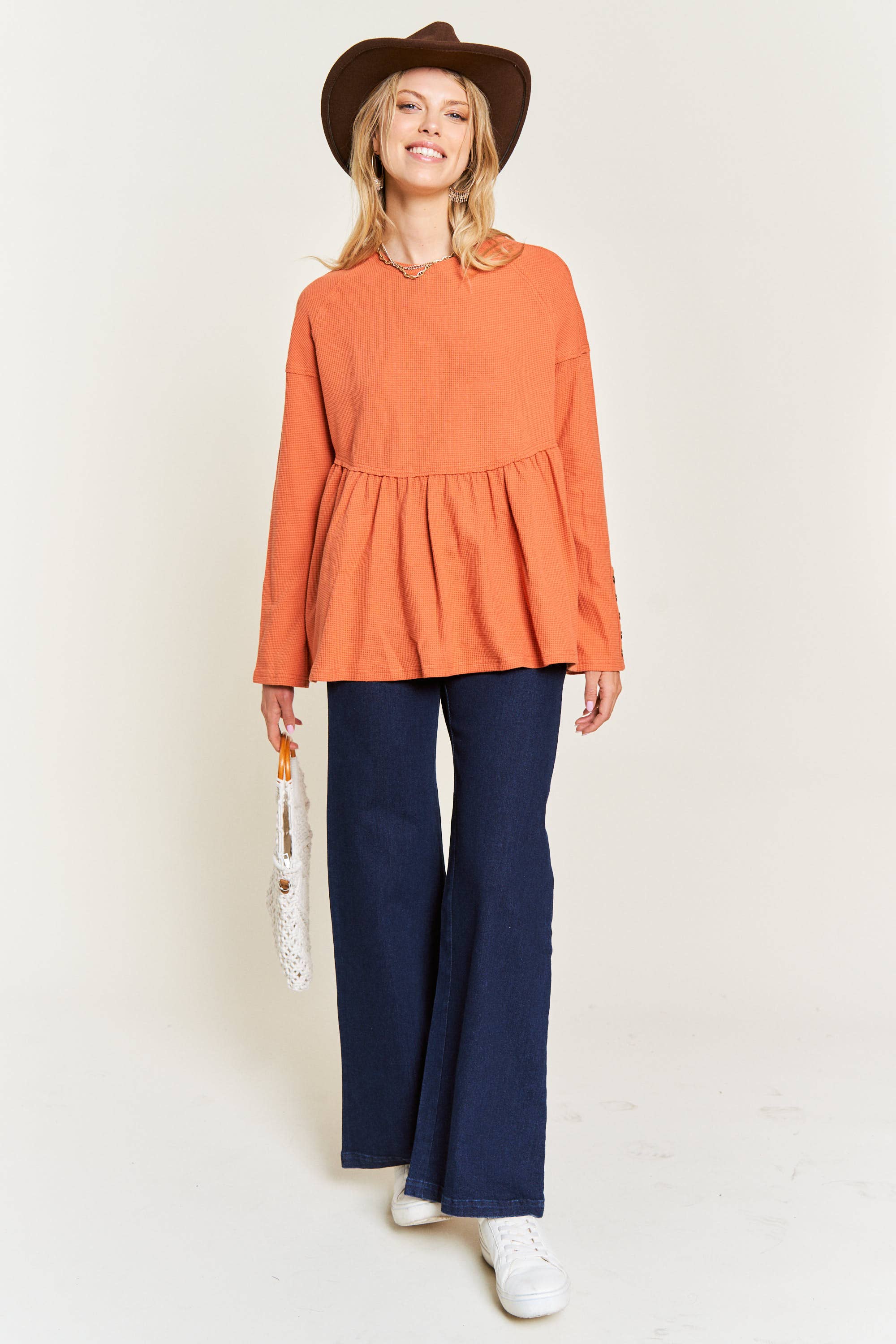 JADE BY JANE - Vendita all'ingrosso Felpa - Donna - Pullover in tessuto a maglia waffle JJT5045 112