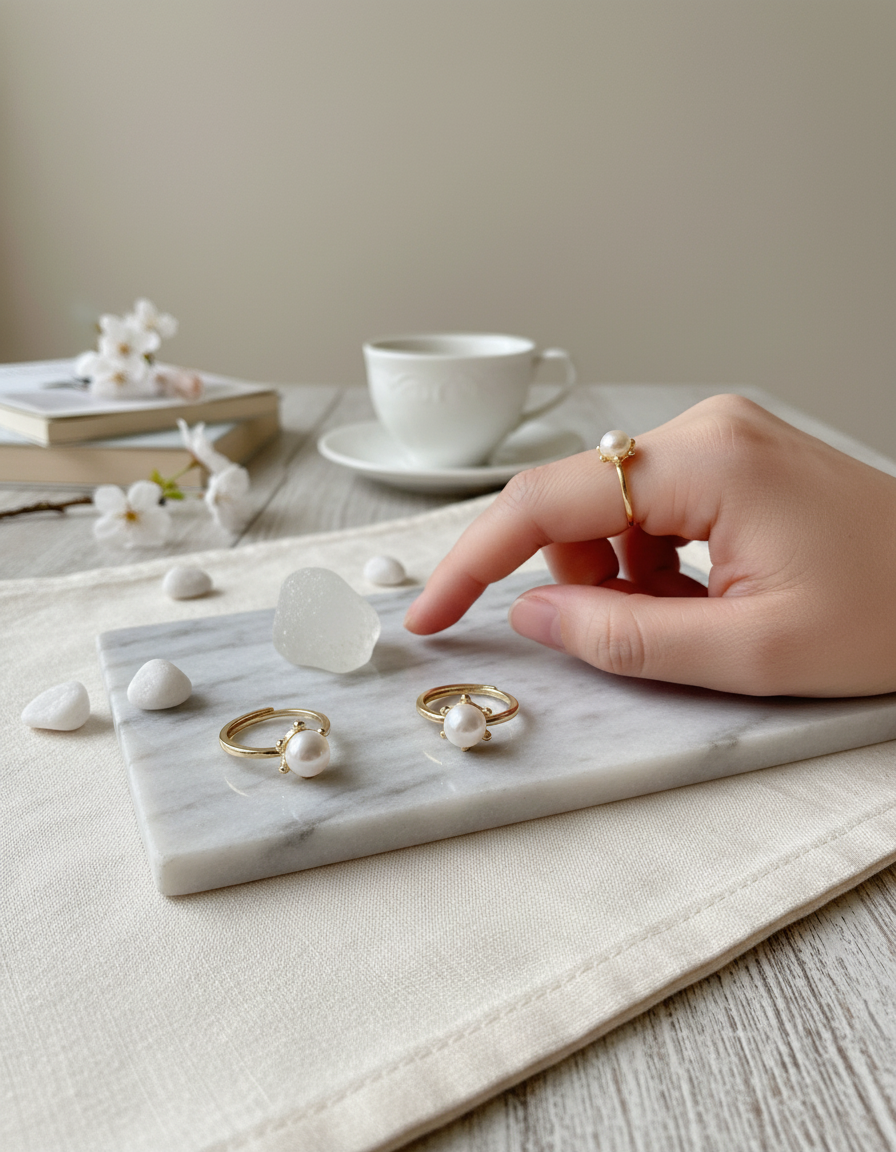 iBijoux – Anel de pedra única/solitário por atacado – Anel de Declaração com Pérola Dourada (1R08c)11