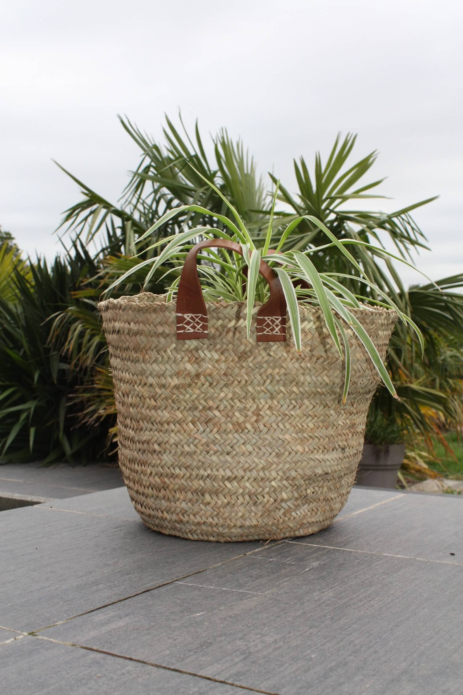 Boutique Huléti - Wholesale Basket - Plant/flower pot cover basket - Basket Bac Chest - 4 SIZES to choose from - leather wicker rattan straw6