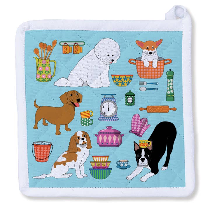 DOG - Puppy Dogs in the Kitchen - Reversible Potholder for wholesale by Naked Decor