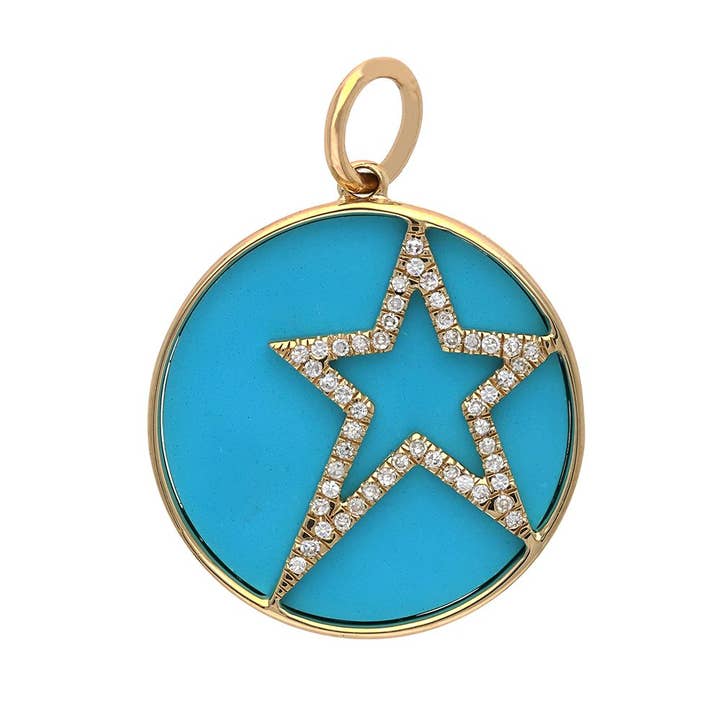 Colgante con estrella de diamante turquesa, 20 mm para venta al por mayor de Jewels of Mewar
