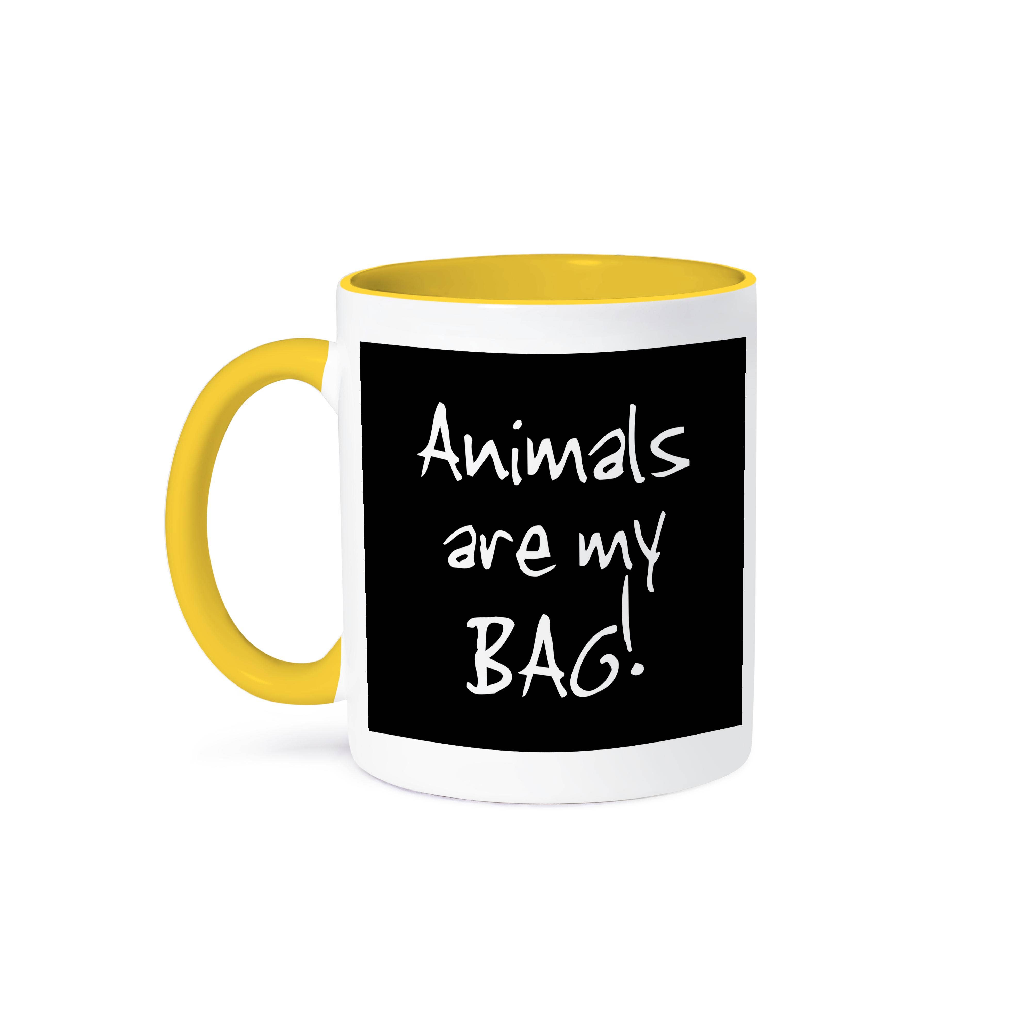 3dRose - Wholesale Coffee Mug - 3dRose, Animals are my Bag. Animal lover pet owner or vet black and white text, Mug0