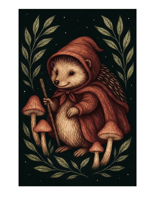 Whimsical Animal Art Print, Hedghog, 9x13 for wholesale by Thistle and Tale Press