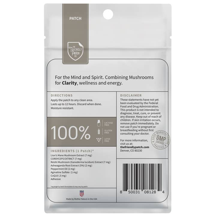 Friendly Patch CO - Wholesale Oral Supplement/Vitamin - Clarity – Lions Mane Mushroom, Reishi Mushroom, Cordyceps7