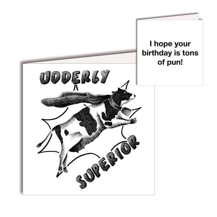 Udderly Superior verjaardagskaart - Tekst binnenin voor wholesale door All4Pun