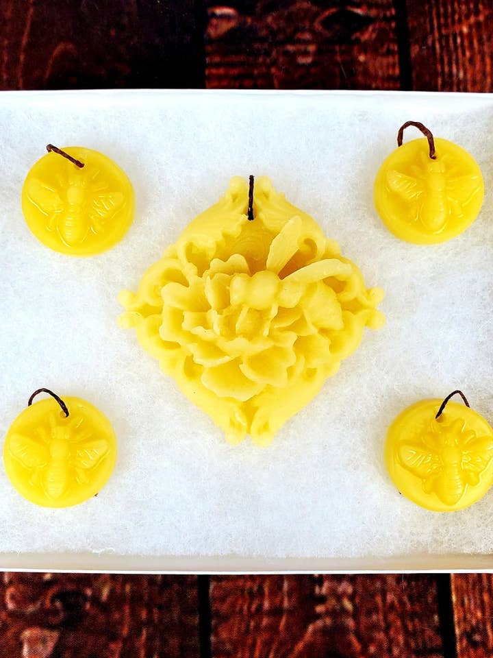 Bee Ornaments (set of 5) -3 Different Styles for wholesale by Beelite Candles