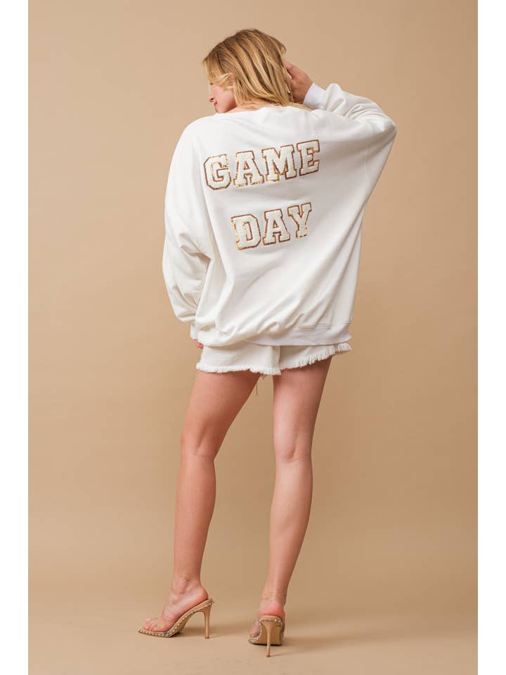 Blue B - Wholesale Sweatshirt - Women's - 34253T - Fleece Terry Football Sequin Fringe Sweatshirt13