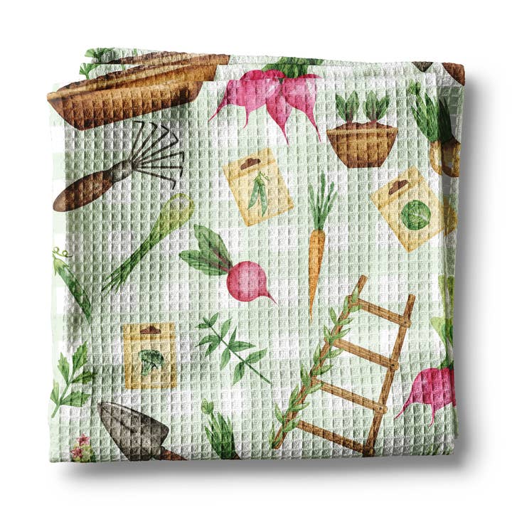 Garden Plaid Vegetable Planting Kitchen Towel Waffle Plant for wholesale by Canary Road