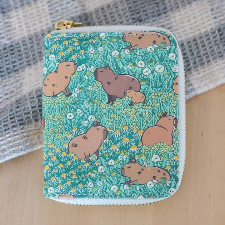 Capybara Pattern Zipper Wallet featuring Noristudio Capybara for wholesale by Noristudio