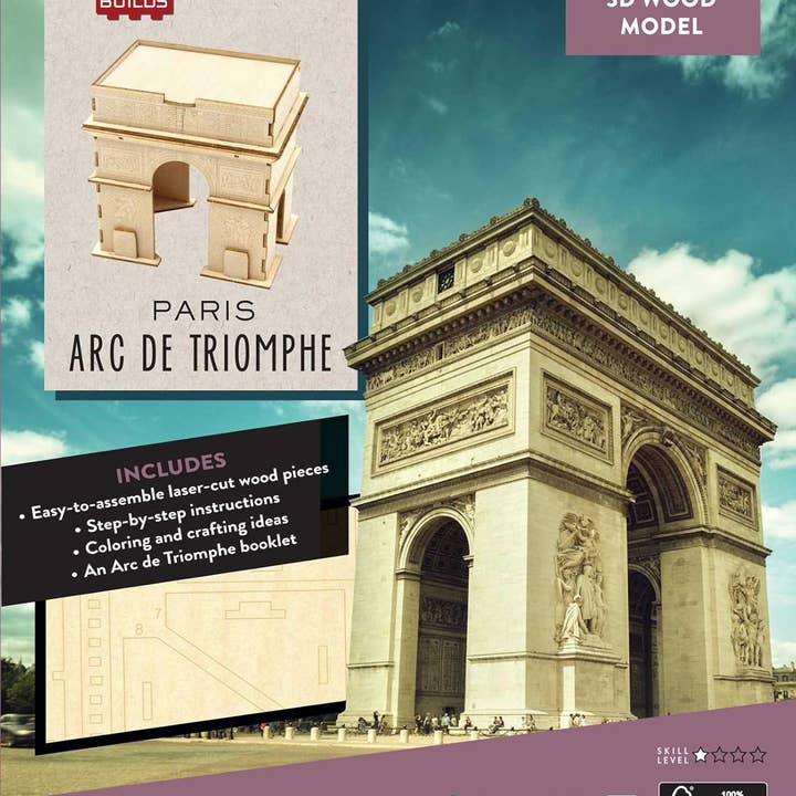 Boon Books - Wholesale DIY Craft Kit - IncrediBuilds Paris Arc de Triomphe 3D Wood Model