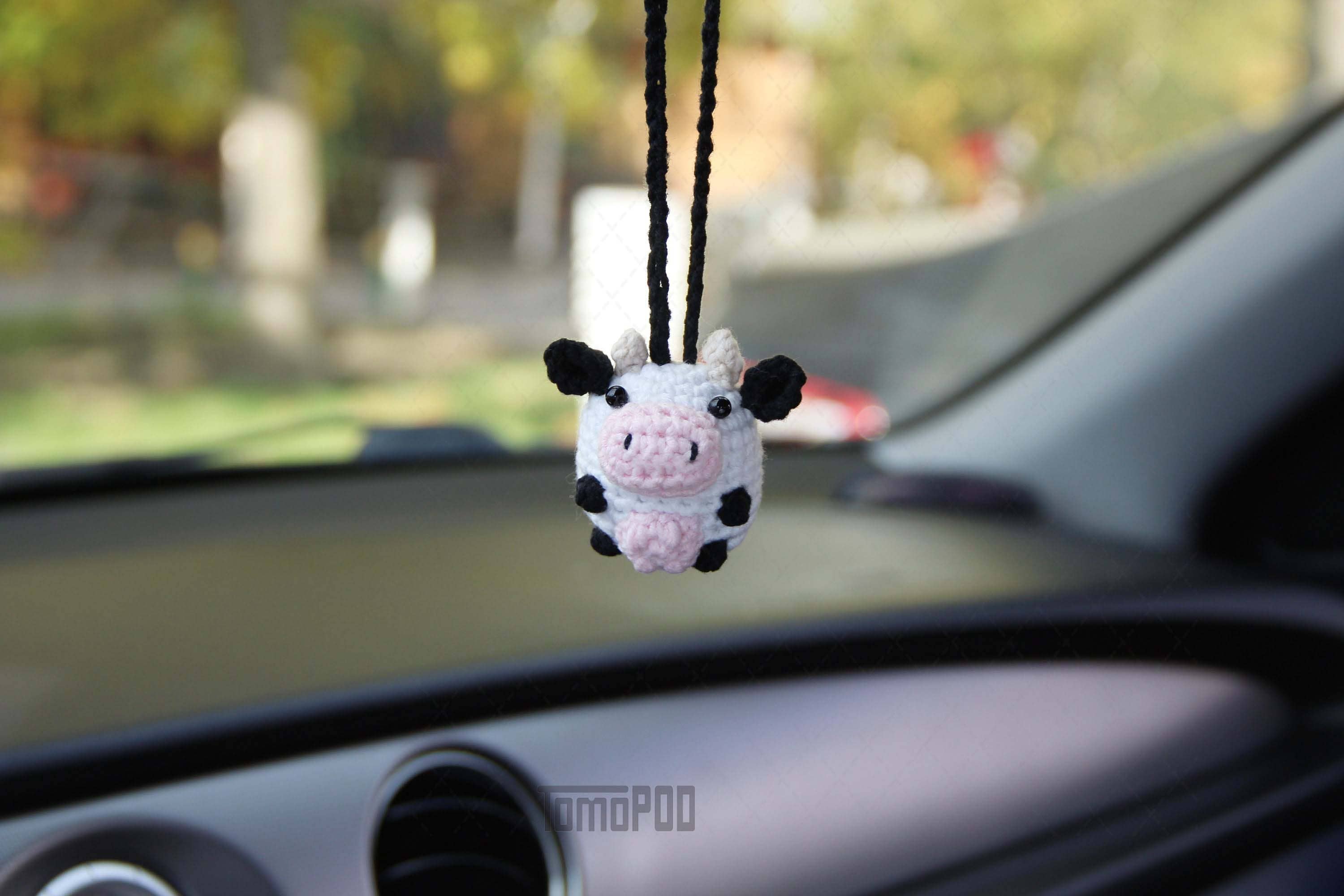 TOMOPOD LLC - Wholesale Car Decorative Charm - Unisex - Crochet Cow Car Mirror Hanging Accessories, New Car Gift2
