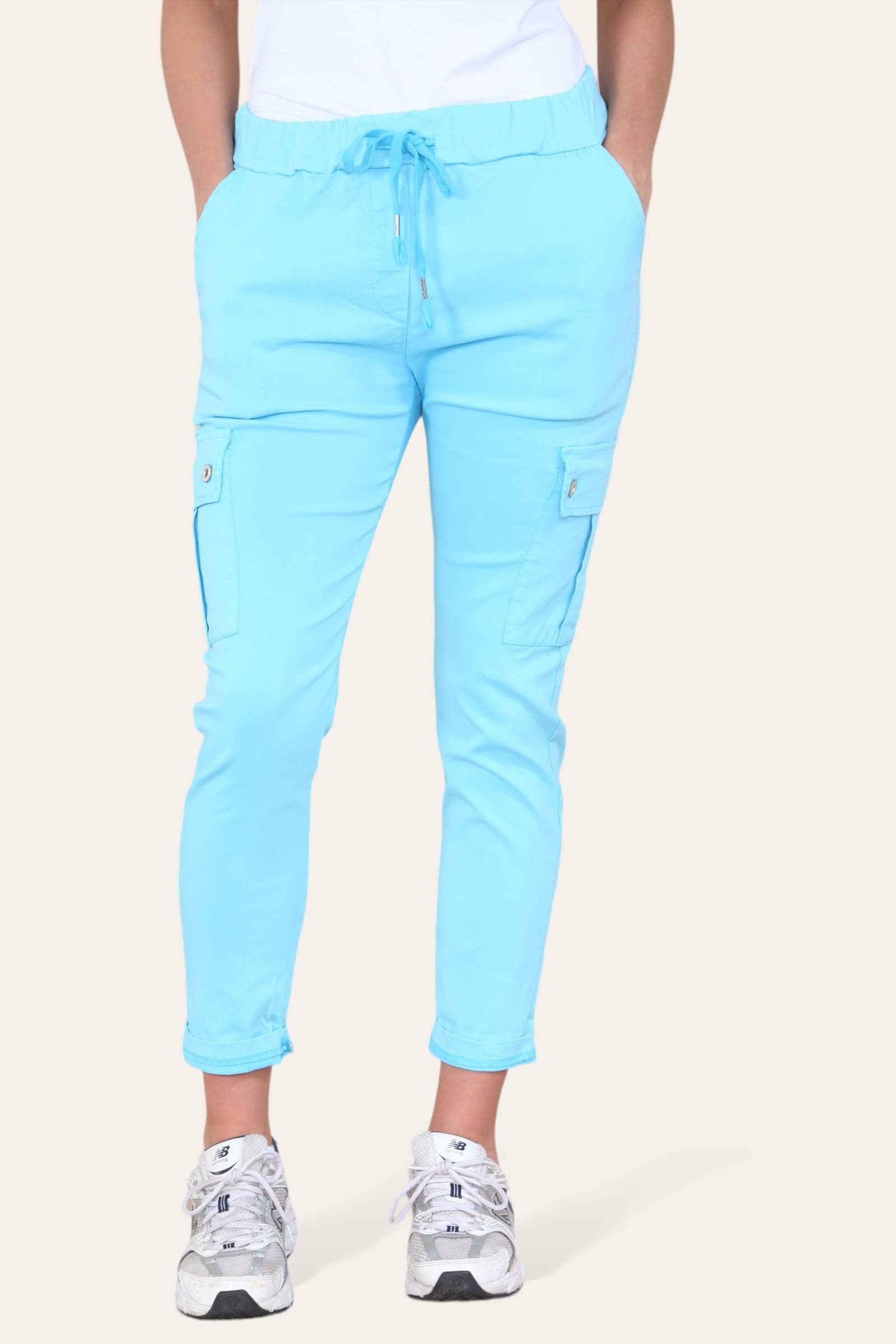 Kurt Muller – wholesale Pants – Women's – Plain Cargo Stud Pocket Bi-Stretch Magic Trousers29