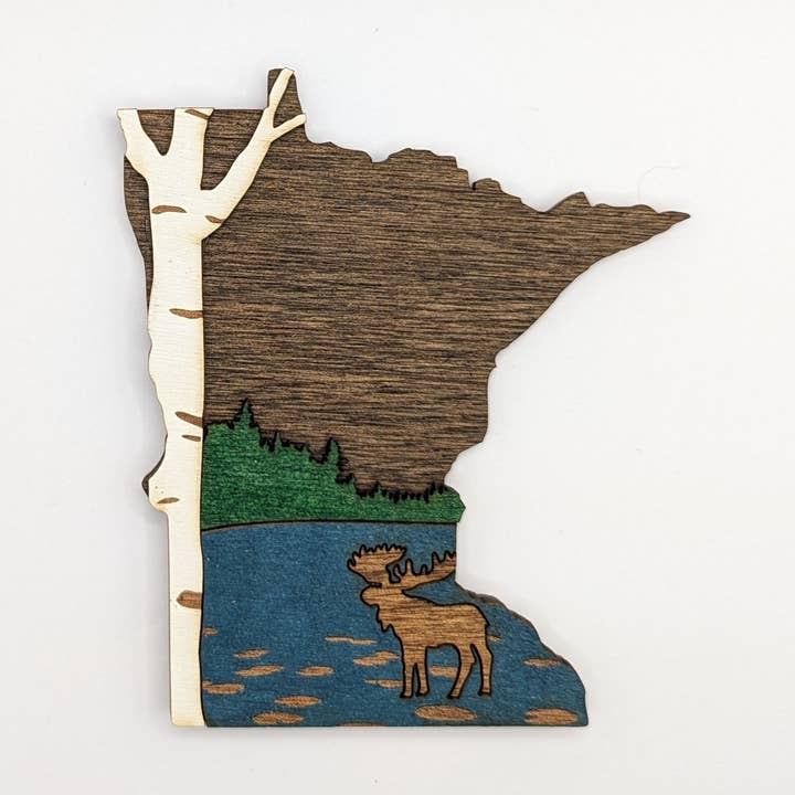 Minnesota Wood Magnet Art 5" varieties for wholesale by Knit and Nailed