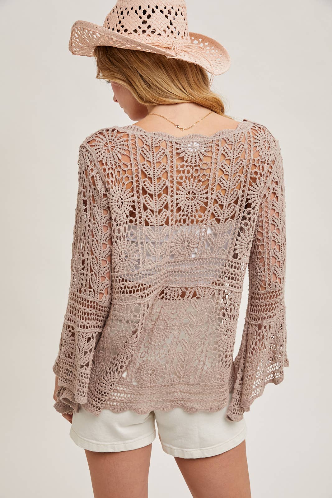 Bluivy - Wholesale Knit Top - Women's - CROCHET SHEER BELL-SLEEVE PULLOVER TOP12