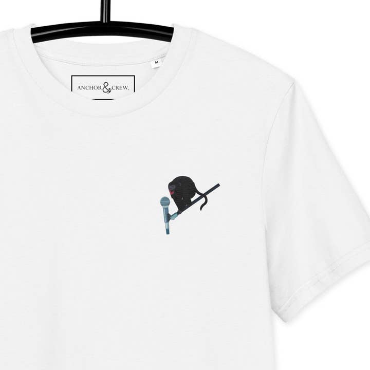 Maglietta Ricamata in Cotone Organico Scimmia Artista per la vendita all'ingrosso da parte di ANCHOR & CREW