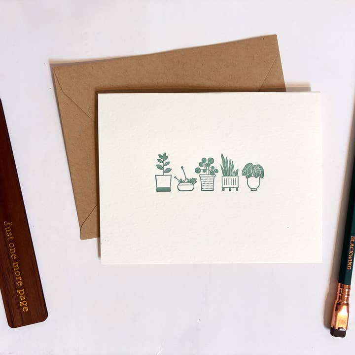 Potted Plants Letterpress Greeting Card | Gardening Card for wholesale by Studio Portmanteau