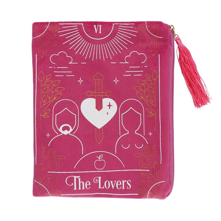 The Lovers Pink Velvet Zippered Tarot Card Bag ZTB544 for wholesale by Starlinks Gifts