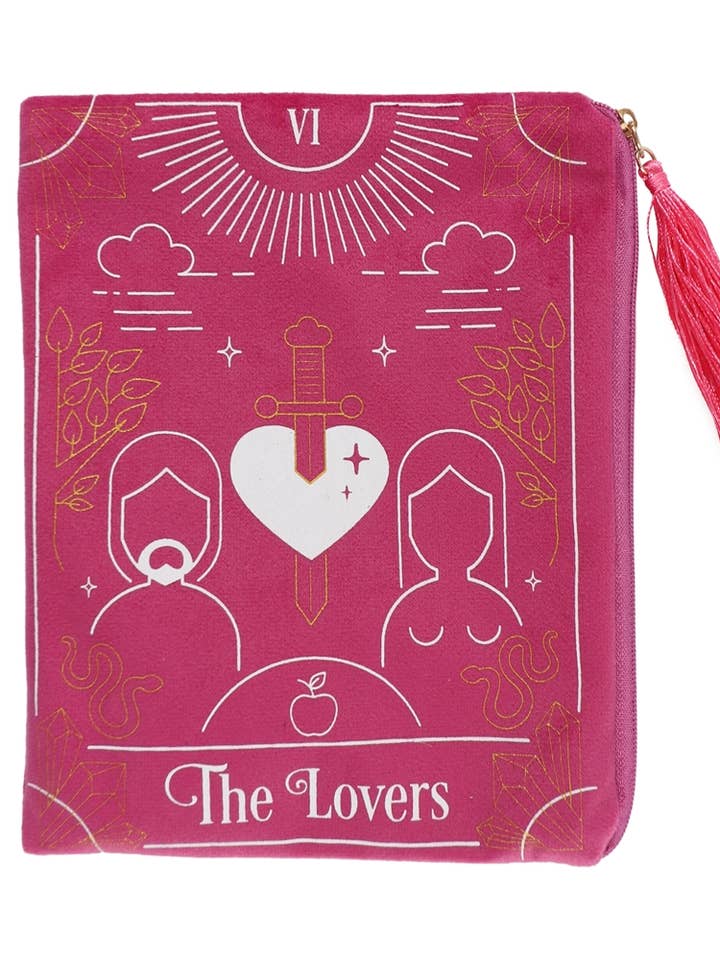 The Lovers Pink Velvet Zippered Tarot Card Bag ZTB544 for wholesale by Starlinks Gifts