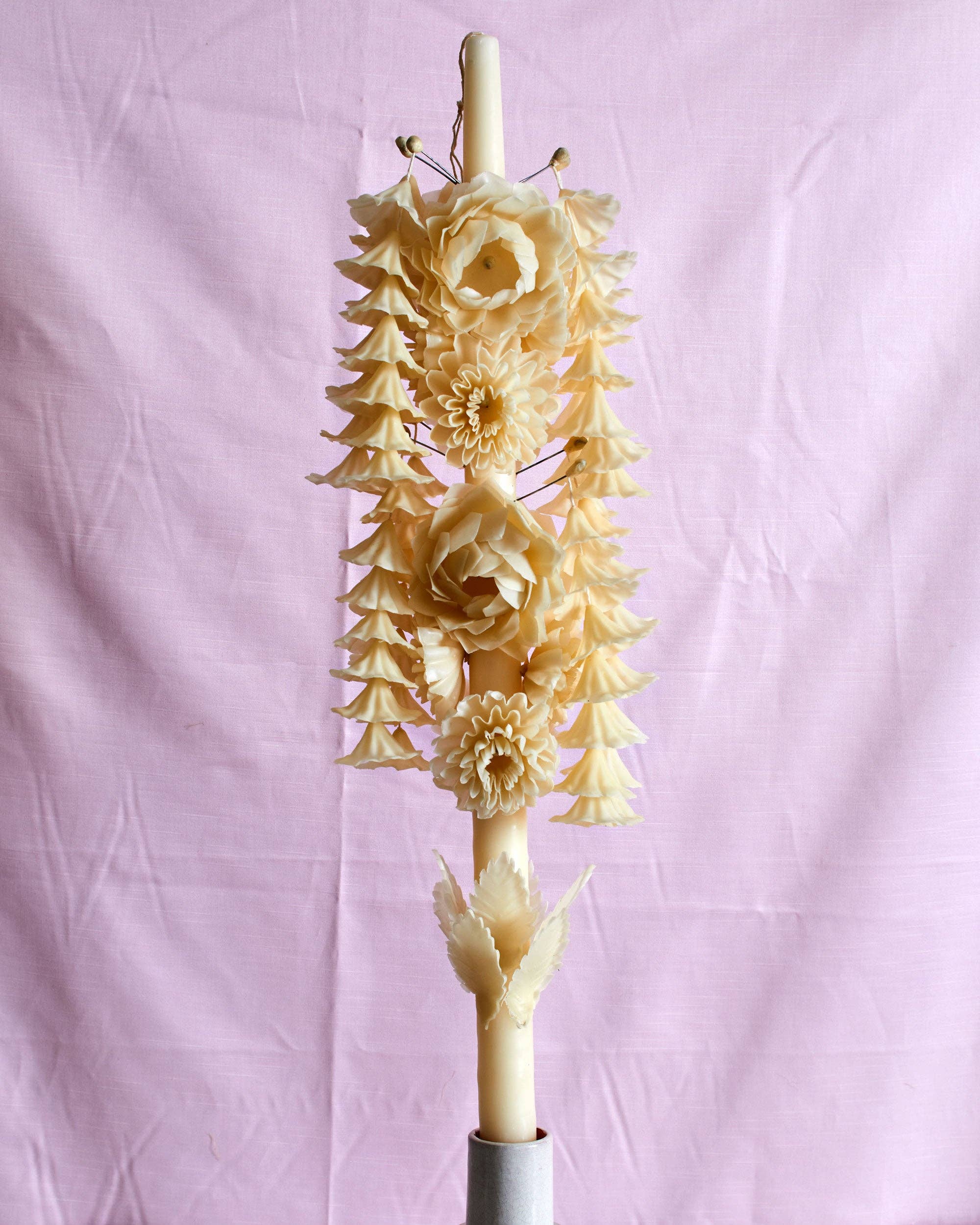 El Shoppo - Wholesale Tapered Candle/Candlestick - White Flower Candle7