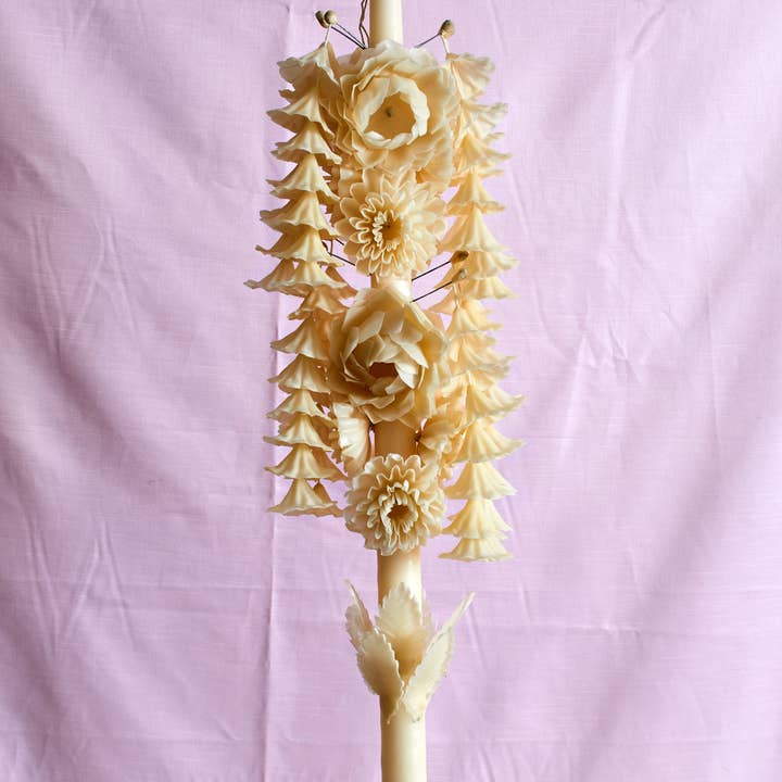 El Shoppo - Wholesale Tapered Candle/Candlestick - White Flower Candle7