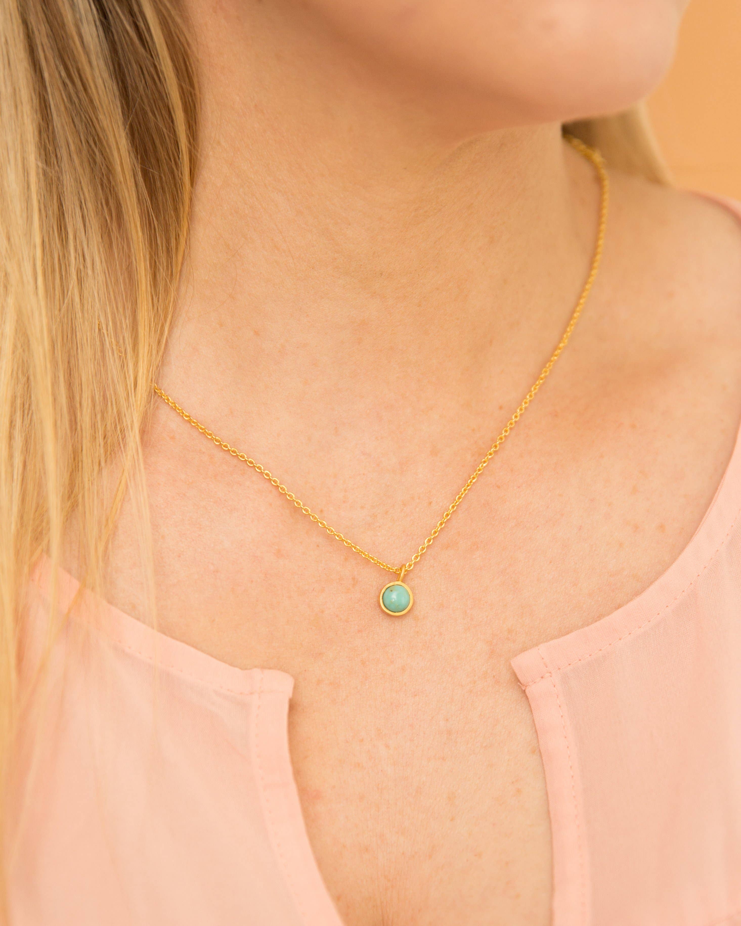 Christina Greene LLC - Wholesale Pendant/Charm Necklace - Turquoise Dainty Pendant Necklace1