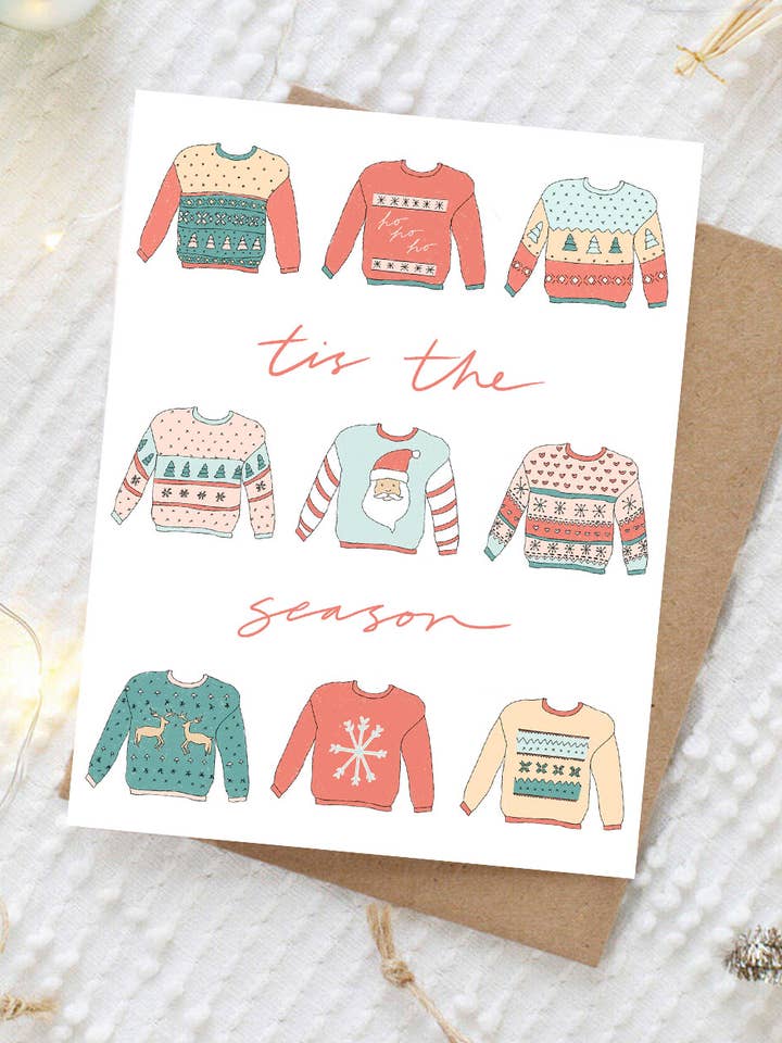 Carte de chandail de Noël Ugly pour la vente par Maddon and Co