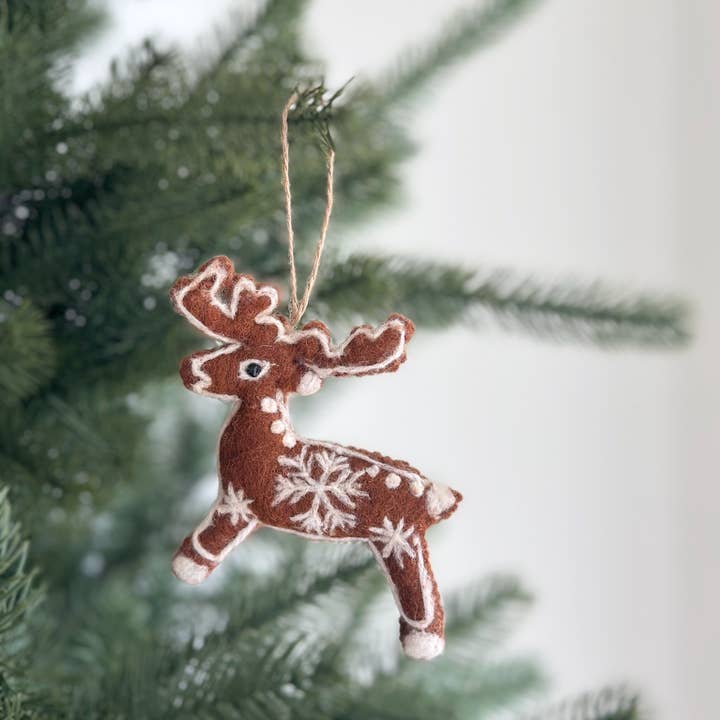 Adorno de pan de jengibre, diseño de reno para venta al por mayor de Ganapati