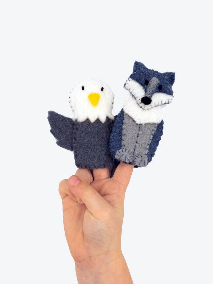 Finger Puppet - Eagle & Wolf Set for wholesale by Nivas
