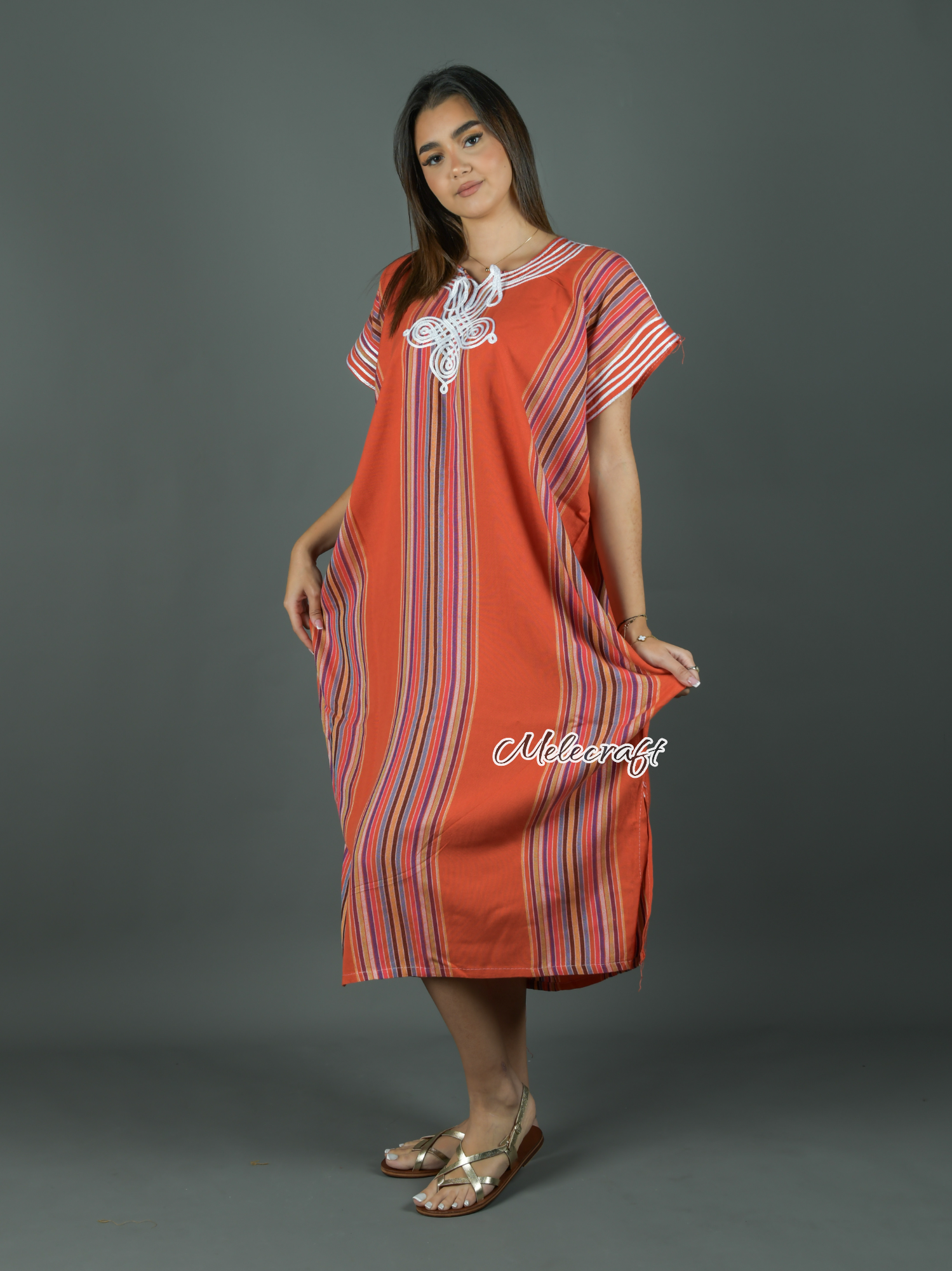 Melecraft - Wholesale Kaftan - Women's - Moroccan Striped Kaftan Dress for Women - Handmade Gandoura10