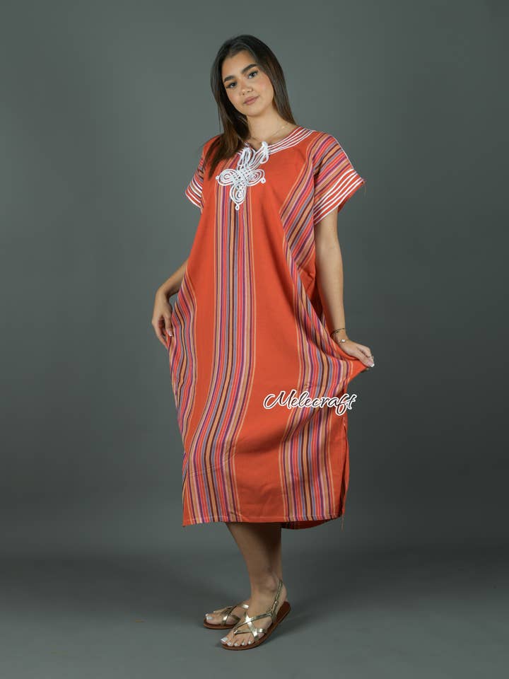 Melecraft - Wholesale Kaftan - Women's - Moroccan Striped Kaftan Dress for Women - Handmade Gandoura10