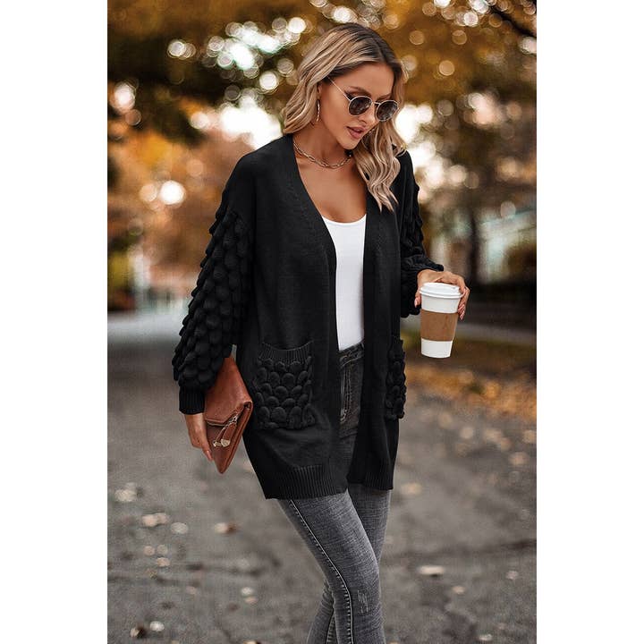 Supreme Fashion - Vendita all'ingrosso Cardigan - Donna - Cardigan in tinta unita con doppia tasca e spalla bassa