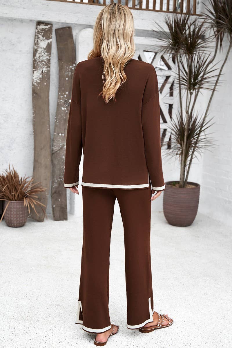 Lily Clothing - Wholesale Top & Pant Set (NOT Loungewear) - Women's - TEMPERAMENT CASUAL SOLID COLOR LONG SLEEVE SUIT_CWSTB037114