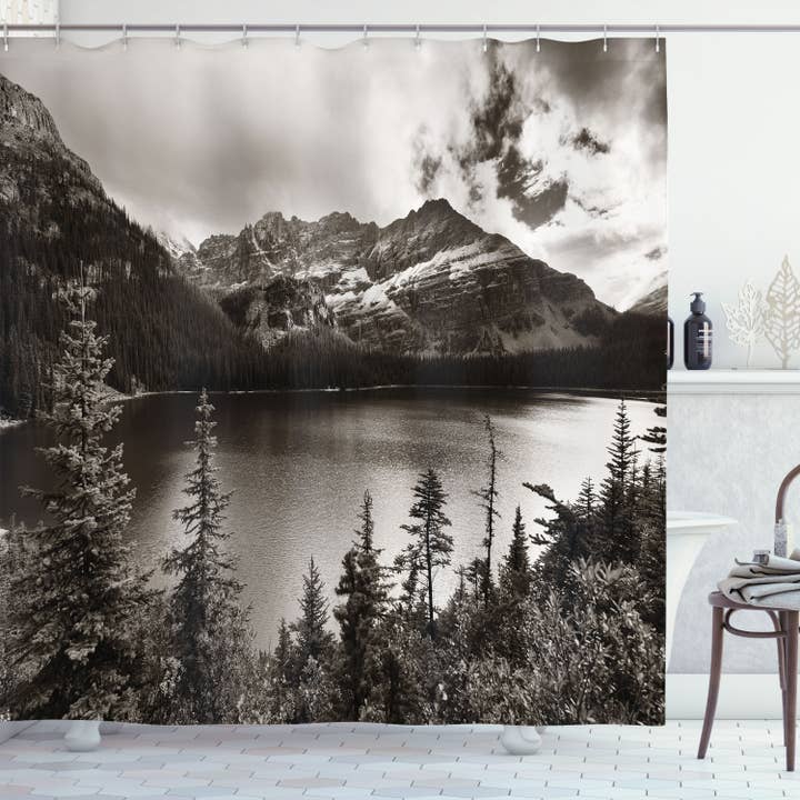 Mountain & Lake Shower Curtain Set Yohu National Park Print for wholesale by Ambesonne