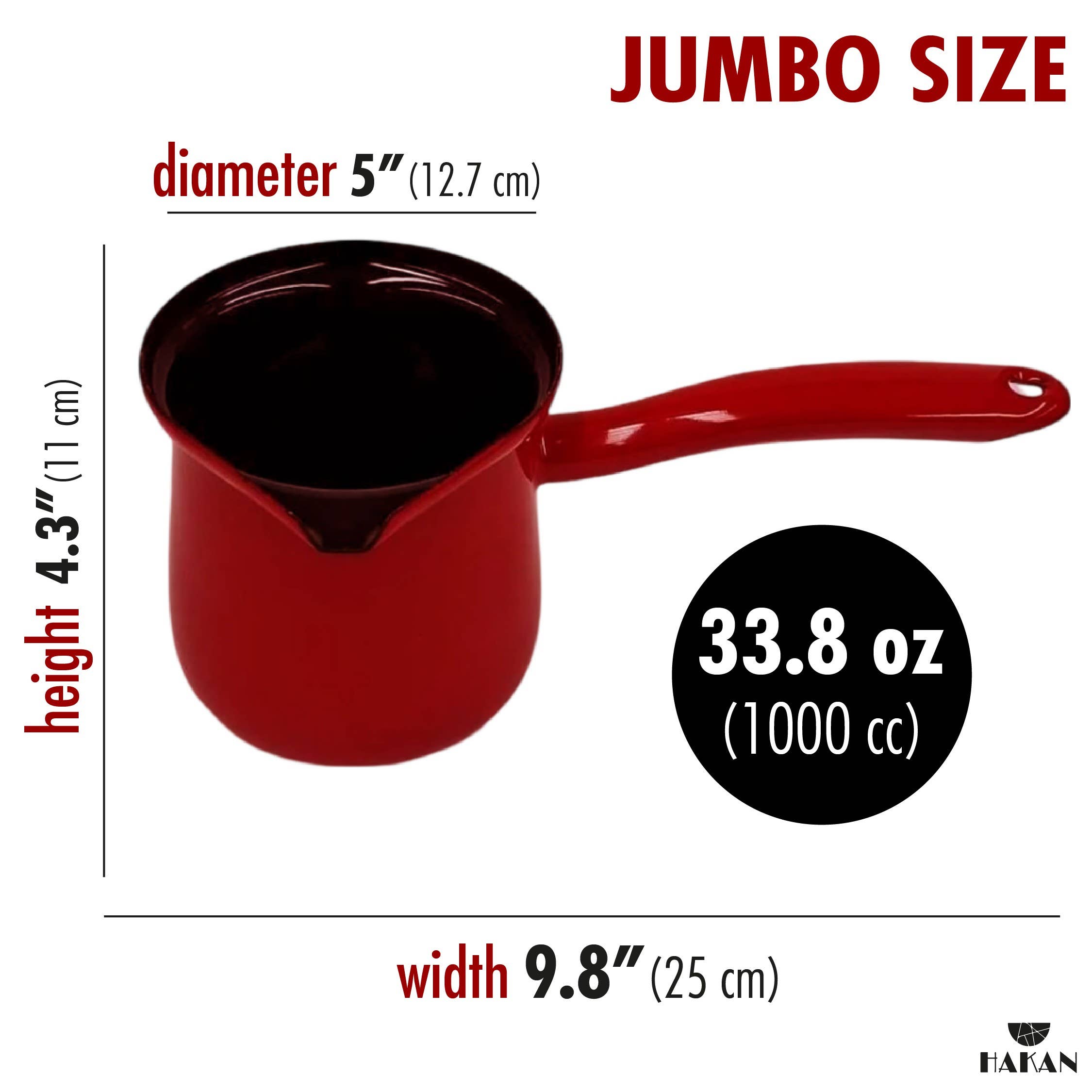 Hakan - Vendita all'ingrosso Tazza - Caffettiera smaltata Hakan rossa 1000 cc (33,8 oz) Jumbo per piani cottura2