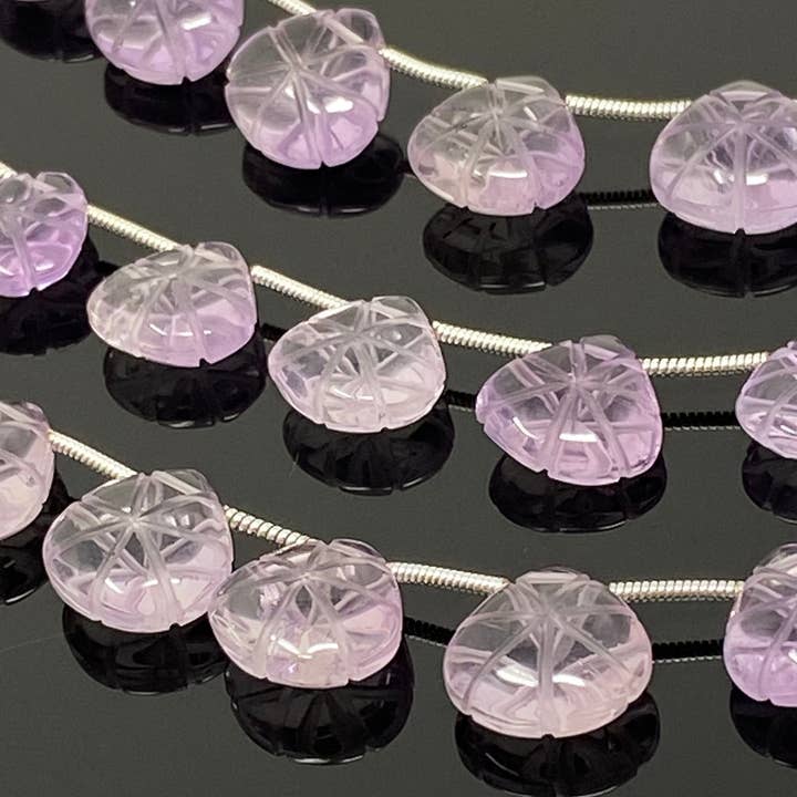 10 pezzi di perline intagliate in ametista, perline intagliate a forma di cuore in ametista naturale per la creazione di gioielli, 12 x 12 mm per la vendita all'ingrosso da parte di Akstar Gems