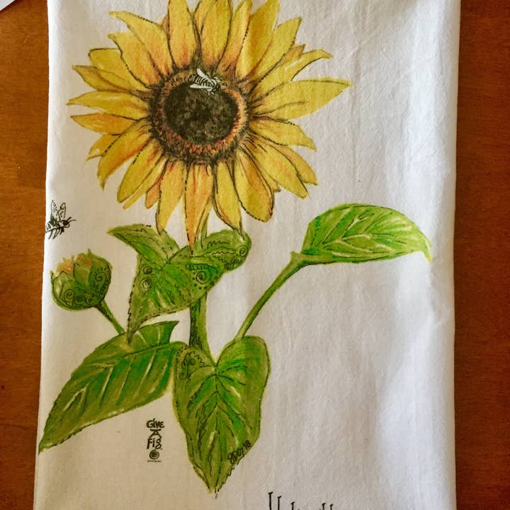 Give A Fig - Wholesale Tea Towel - Sunflower Tea Towel1