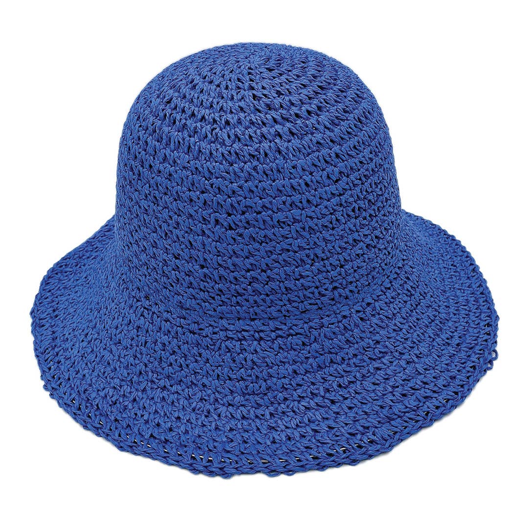 Fashion City - Wholesale Bucket Hat - Women's - Solid Colored Straw Bucket Hat0