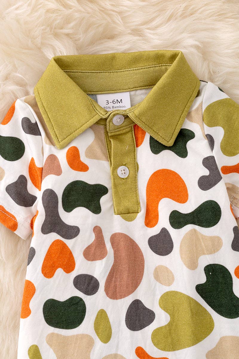 Kids Charm Online - Vente Barboteuse – bébé - 🎍Combinaison pour garçons imprimée camouflage en bambou. RPB500651