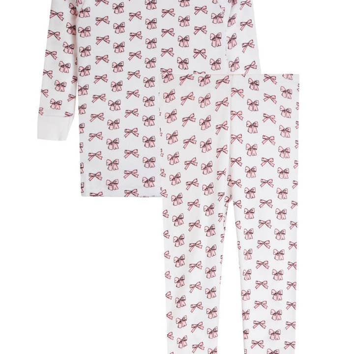 P2415-PINK Bows Pajamas for wholesale by 🤍Baby Steps and Mish Kids