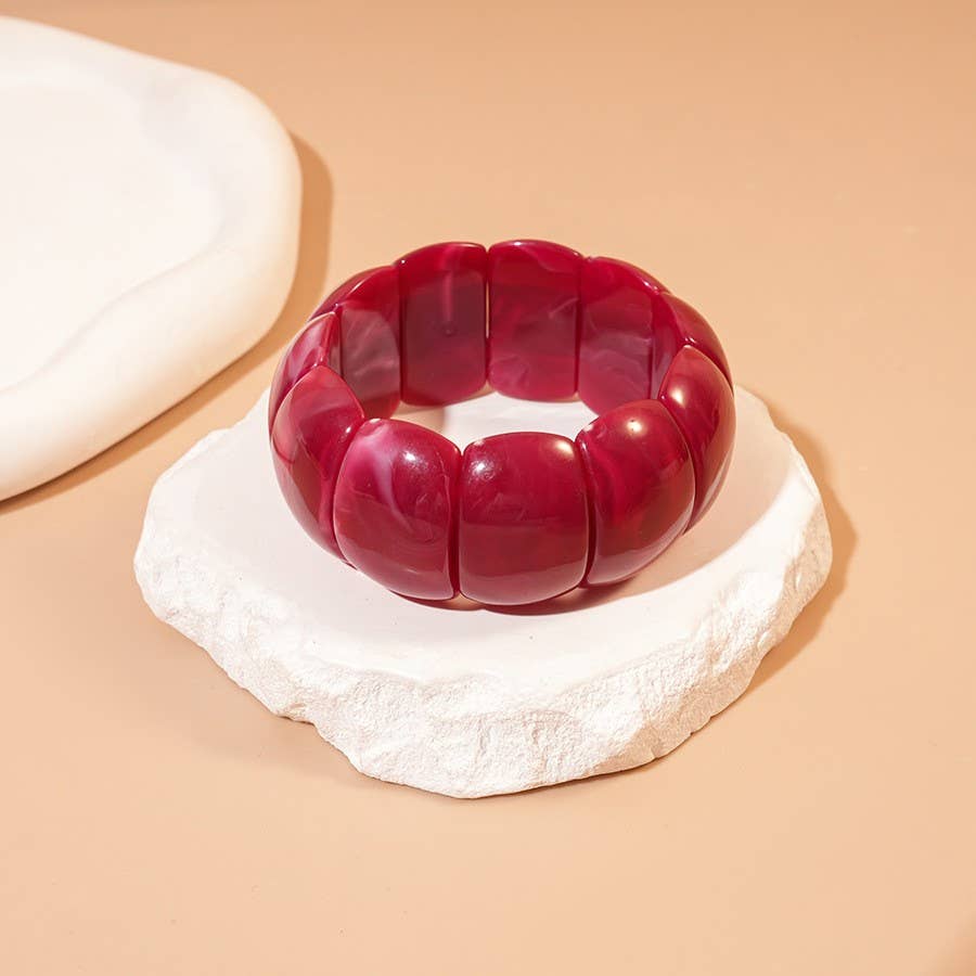 JOSSLYN by wall to wall - Wholesale Beaded Bracelet - Color-Block Acrylic Stretch Cord Bracelet | 40B51951