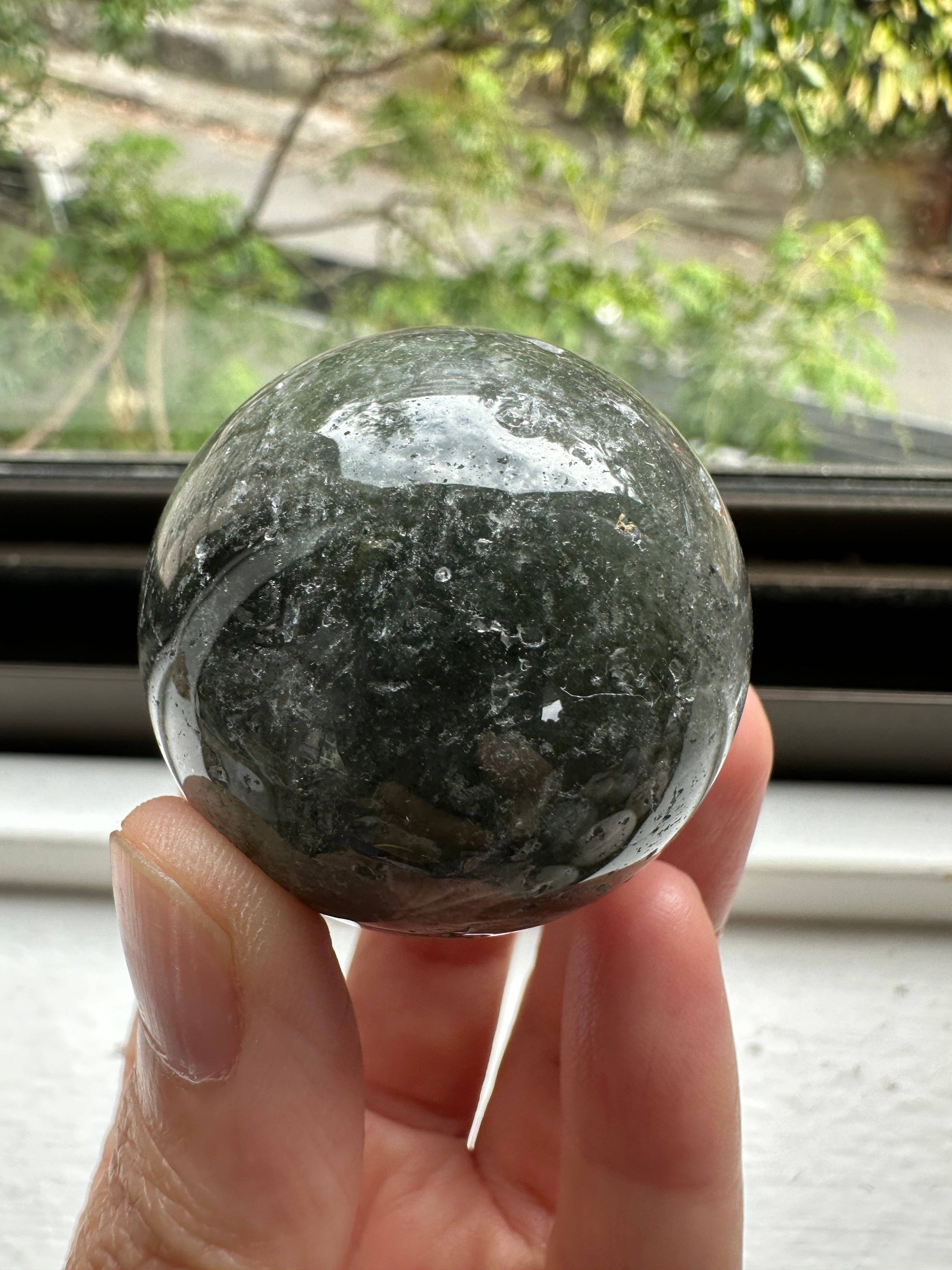 Moon Rituals - Wholesale Spiritual Stone/Crystal - Garden Quartz Green Phantom Quartz Lodolite Scenic Quartz Sphere Ball, Christmas Crystal Gift5