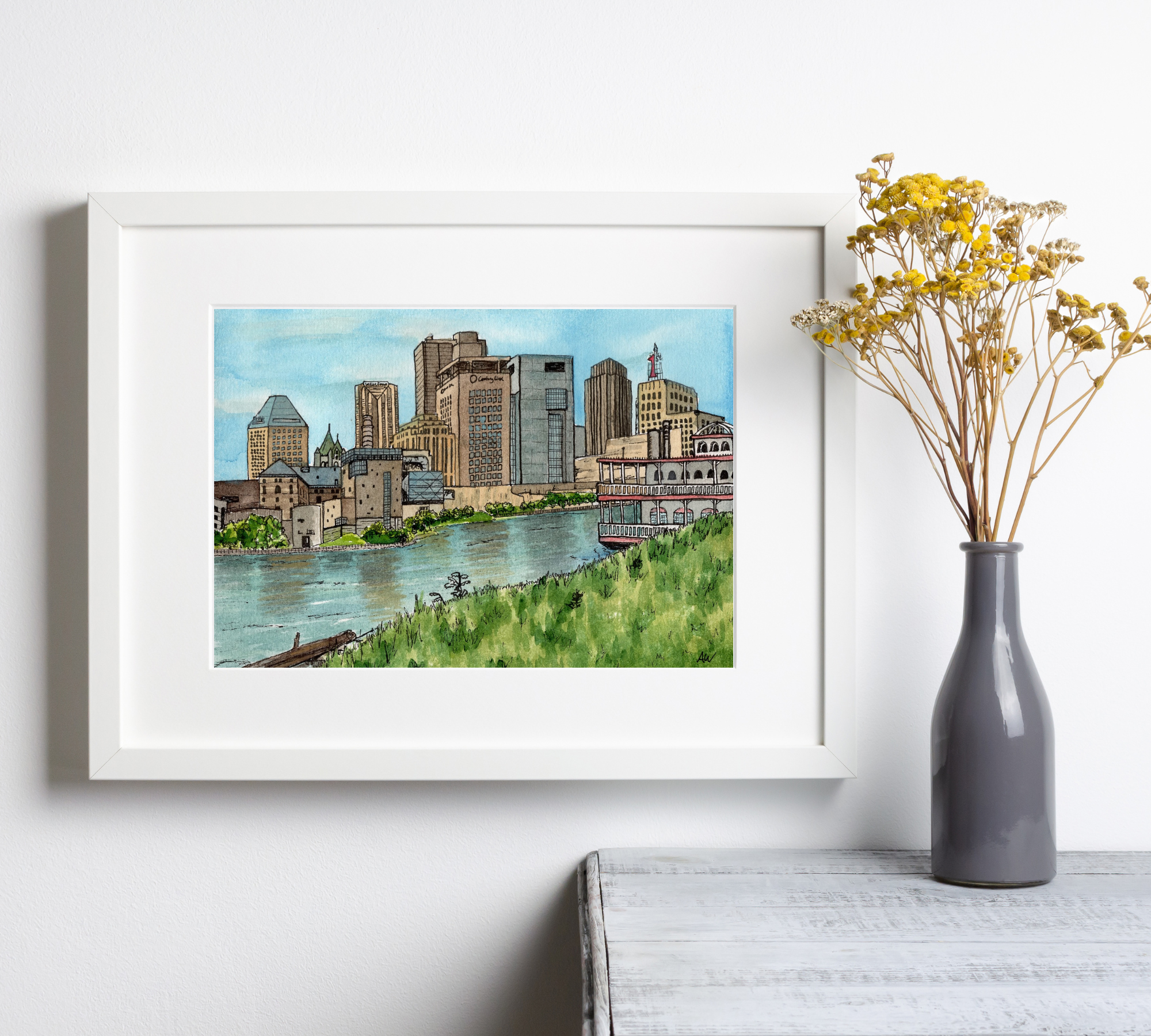 Alyssa Whetstone Art - Wholesale Art Print - St. Paul Skyline - Pen and Watercolor Fine Art Print1