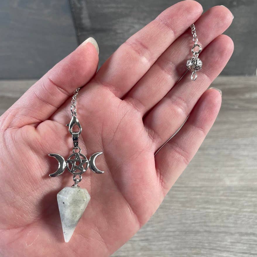Keystone Crystals - Wholesale Meditation Supplies - Triple Moon Gemstone Pendulum for Energy Work, Divination1