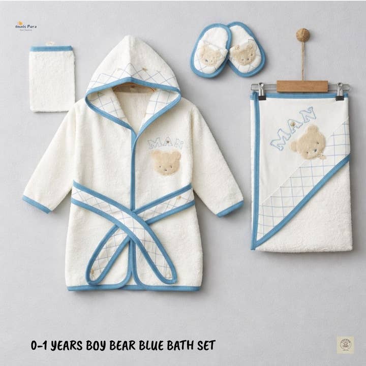 Bathrobe Set with Hooded Towel |Embroidered Cotton Gift Set for wholesale by Omnis Pura