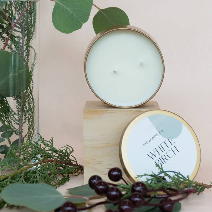 Tin Candle: White Birch for wholesale by The Worthy Co