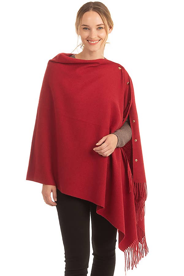 Cap Zone - Vente Poncho – femme - Poncho en forme de châle à bouton-pression en or simpliste1