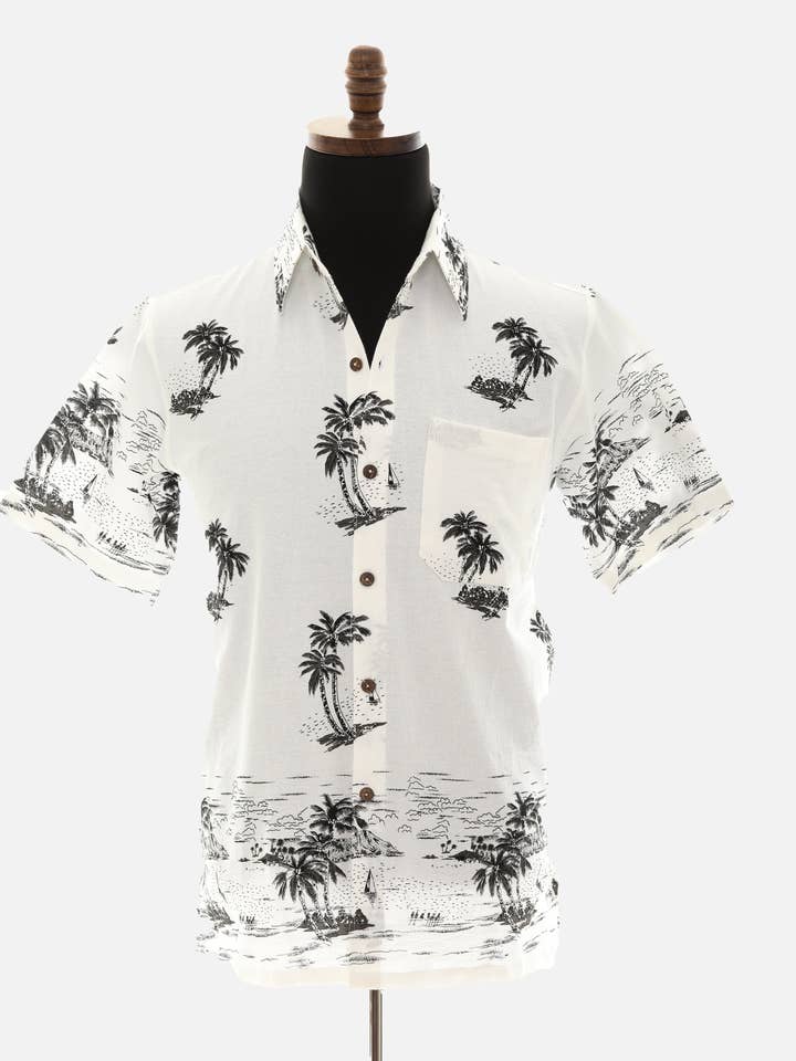 Shoreline Wear. INC - Wholesale Button Down Shirt - Men's - Men's Thailand Fine Cotton Palm Tree Print Shirt