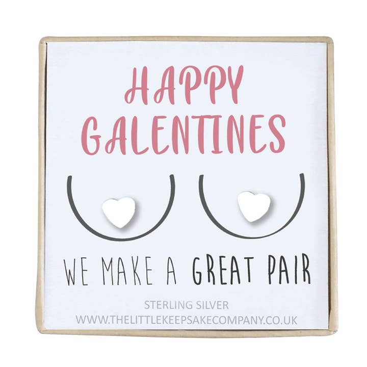 Sterling Silver Citat Örhängen - Happy Galentines, vi gör ett bra par för wholesale av The Little Keepsake Company